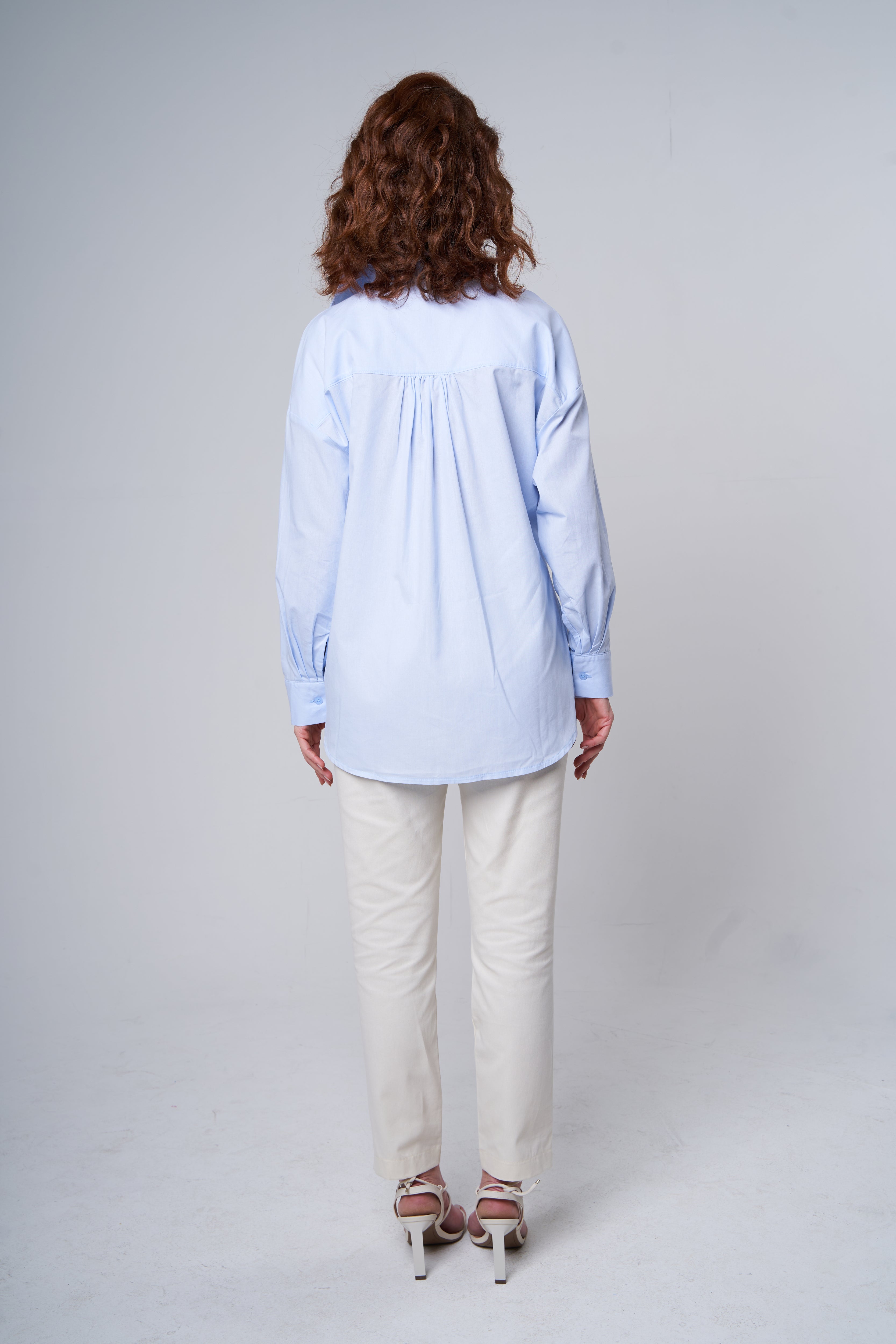 Camisa em Tricoline Hortensia Azul Claro